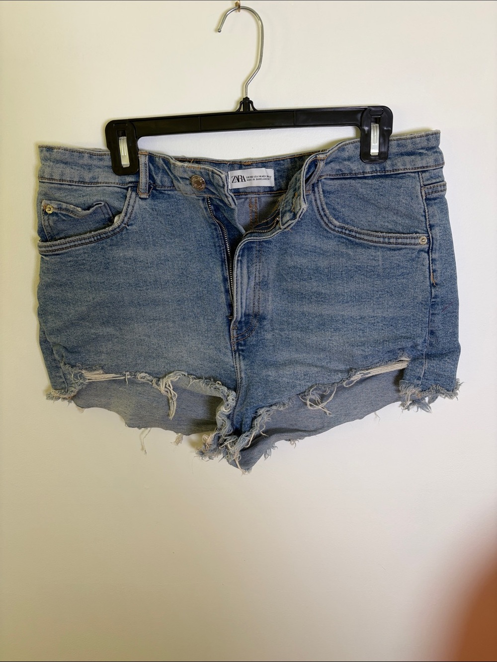 Zara Light Wash Distressed Denim Cutoff Shorts